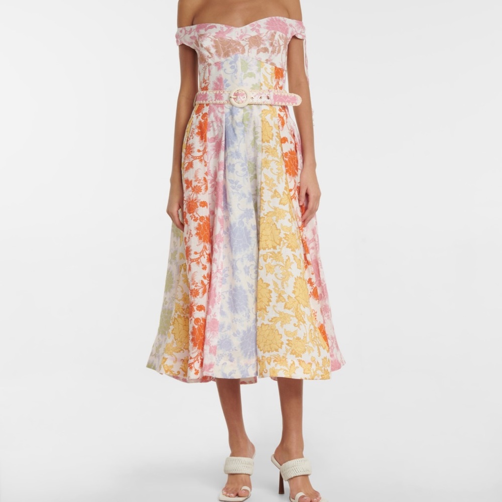 Zimmerman Postcard Printed Linen Midi Dress